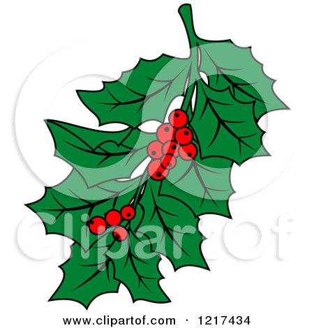 Clipart of a Sprig of Christmas Holly and Berries 2 - Royalty Free Vector Illustration by Vector Tradition SM