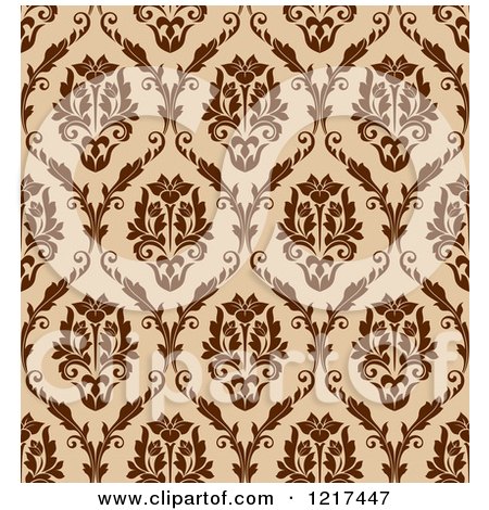 Clipart of a Brown Seamless Vintage Damask Pattern 2 - Royalty Free Vector Illustration by Vector Tradition SM