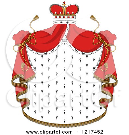 Clipart of a Crown and Royal Mantle with Red Drapes 3 - Royalty Free Vector Illustration by Vector Tradition SM