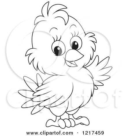 Clipart of a Cute Outlined Baby Parrot - Royalty Free Vector Illustration by Alex Bannykh