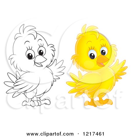 Clipart of a Cute Airbrushed and Outlined Baby Parrot - Royalty Free Illustration by Alex Bannykh