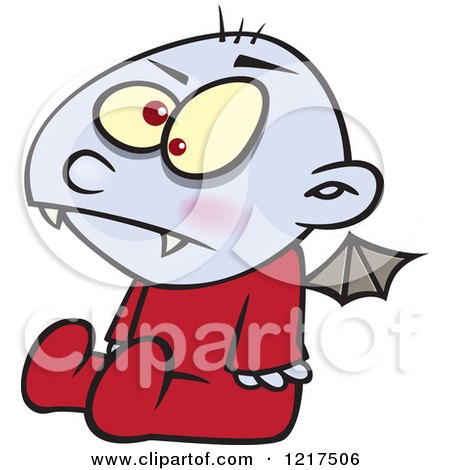 Clipart of a Cartoon Halloween Baby Vampire - Royalty Free Vector Illustration by toonaday