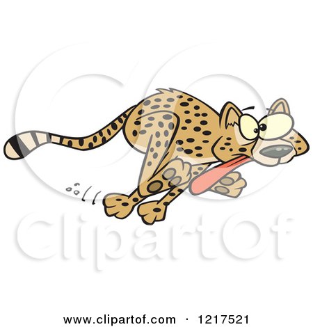 Clipart of a Cartoon Cheetah Running with Its Tongue Hanging out - Royalty Free Vector Illustration by toonaday
