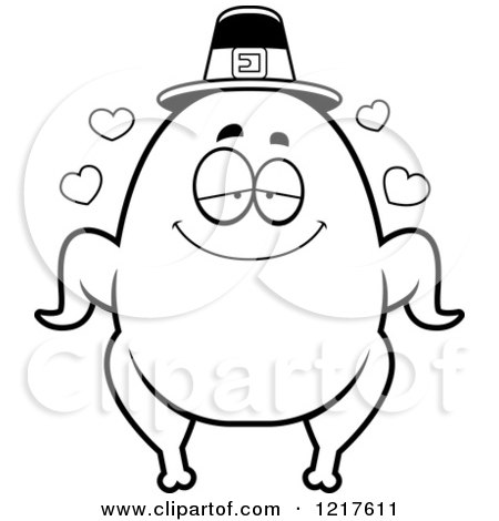 Clipart of a Black and White Loving Pilgrim Turkey Character - Royalty Free Vector Illustration by Cory Thoman