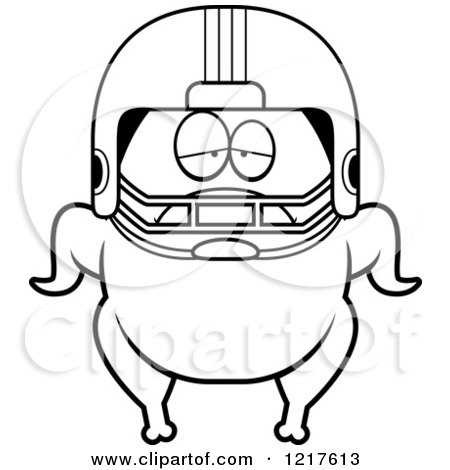Clipart of a Black and White Depressed Football Turkey Character - Royalty Free Vector Illustration by Cory Thoman