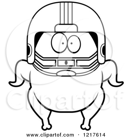 Clipart of a Black and White Surprised Football Turkey Character - Royalty Free Vector Illustration by Cory Thoman