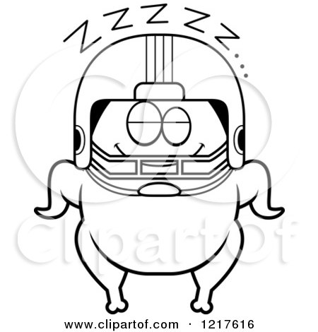 Clipart of a Black and White Sleeping Football Turkey Character - Royalty Free Vector Illustration by Cory Thoman