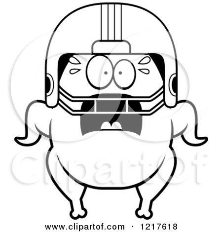 Clipart of a Black and White Scared Football Turkey Character - Royalty Free Vector Illustration by Cory Thoman