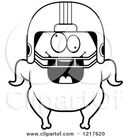 Clipart of a Black and White Crazy Football Turkey Character - Royalty Free Vector Illustration by Cory Thoman