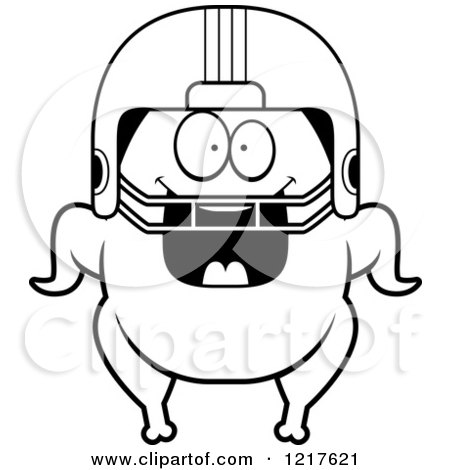 Clipart of a Black and White Happy Grinning Football Turkey Character - Royalty Free Vector Illustration by Cory Thoman