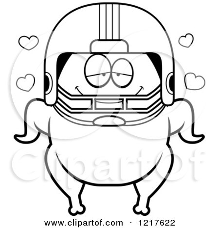 Clipart of a Black and White Loving Football Turkey Character - Royalty Free Vector Illustration by Cory Thoman