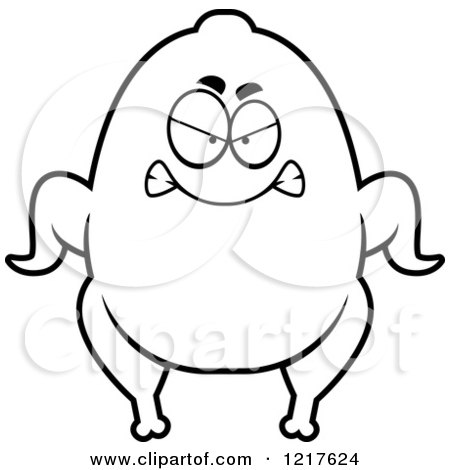Clipart of a Black and White Mad Turkey Character - Royalty Free Vector Illustration by Cory Thoman