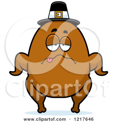 Clipart of a Sick Pilgrim Turkey Character - Royalty Free Vector Illustration by Cory Thoman