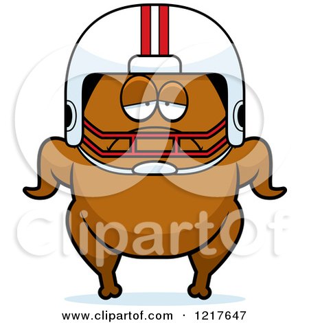 Clipart of a Depressed Football Turkey Character - Royalty Free Vector Illustration by Cory Thoman