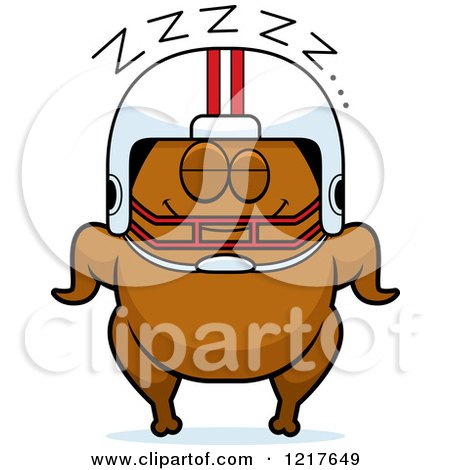 Clipart of a Sleeping Football Turkey Character - Royalty Free Vector Illustration by Cory Thoman