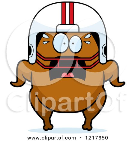 Clipart of a Scared Football Turkey Character - Royalty Free Vector Illustration by Cory Thoman