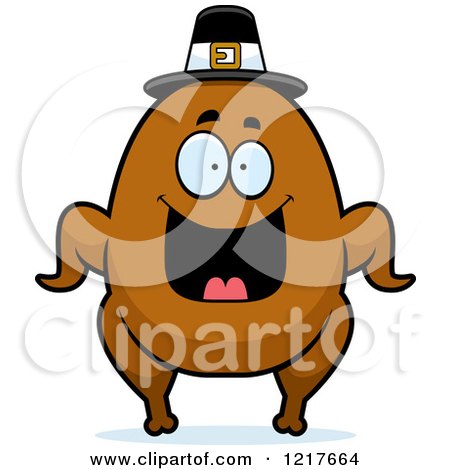 Clipart of a Happy Grinning Pilgrim Turkey Character - Royalty Free Vector Illustration by Cory Thoman