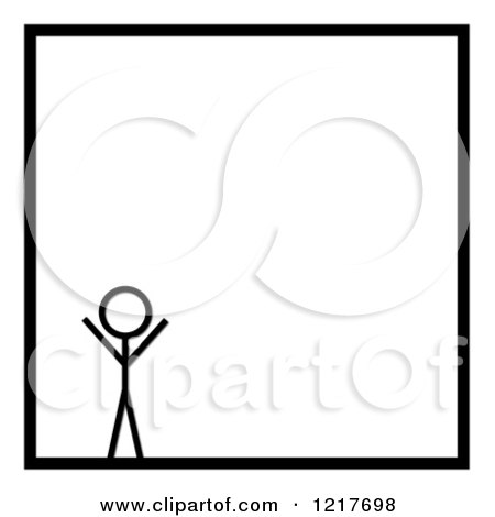 Clipart of a Stick Man and Black Square Border 4 - Royalty Free Illustration by oboy