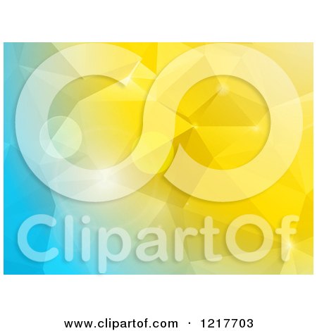 Clipart of a Geometric Polygon Background in Blue and Yellow - Royalty Free Vector Illustration by elaineitalia
