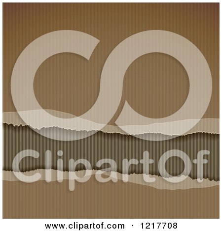 Clipart of a Torn Corrugated Cardboard Background - Royalty Free Vector Illustration by elaineitalia