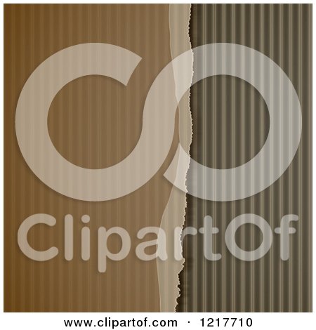Clipart of a Ripped Corrugated Cardboard Background - Royalty Free Vector Illustration by elaineitalia