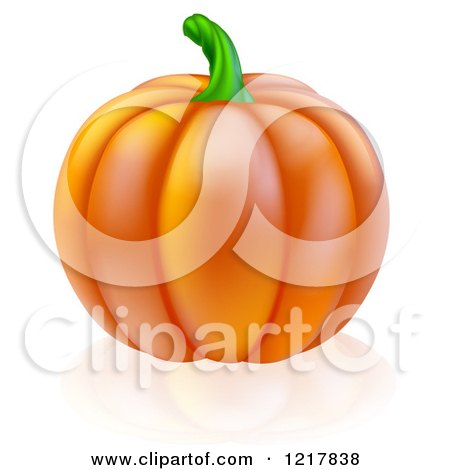 Clipart of a Perfect Pumpkin and Reflection - Royalty Free Vector Illustration by AtStockIllustration