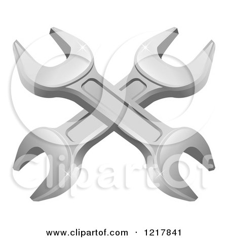 Clipart of Crossed Spanner Wrenches - Royalty Free Vector Illustration by AtStockIllustration