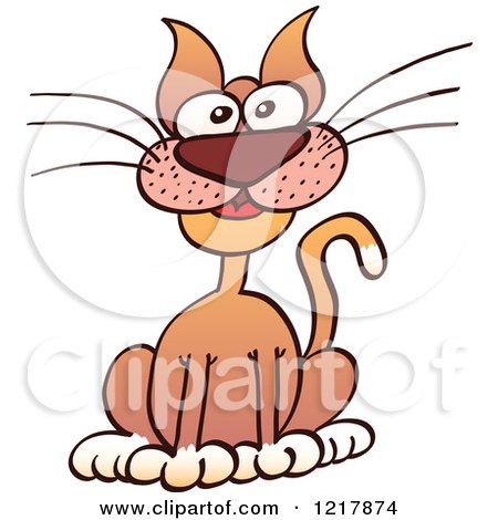 Clipart of a Curious Sitting Cat - Royalty Free Vector Illustration by Zooco