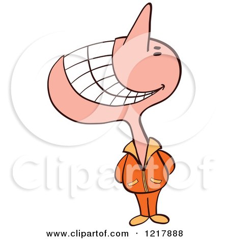 Clipart of a Man Grinning up at the Sky - Royalty Free Vector Illustration by Zooco