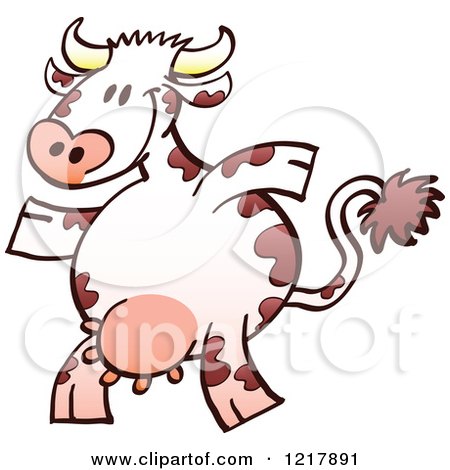 Clipart of a Cartoon Happy Cow - Royalty Free Vector Illustration by Zooco