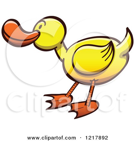 Clipart of a Cartoon Happy Duck - Royalty Free Vector Illustration by Zooco