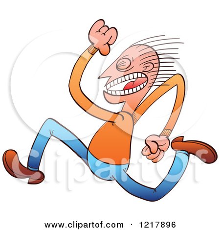 Clipart of a Man Running Desperately - Royalty Free Vector Illustration by Zooco