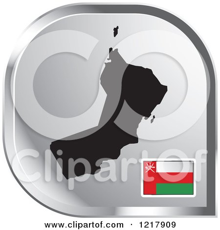 Clipart of a Silver Oman Map and Flag Icon - Royalty Free Vector Illustration by Lal Perera