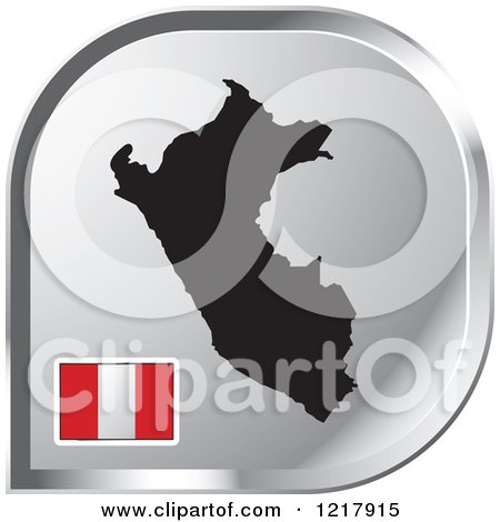 Clipart of a Silver Peru Map and Flag Icon - Royalty Free Vector Illustration by Lal Perera