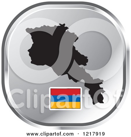 Clipart of a Silver Armenia Map and Flag Icon - Royalty Free Vector Illustration by Lal Perera