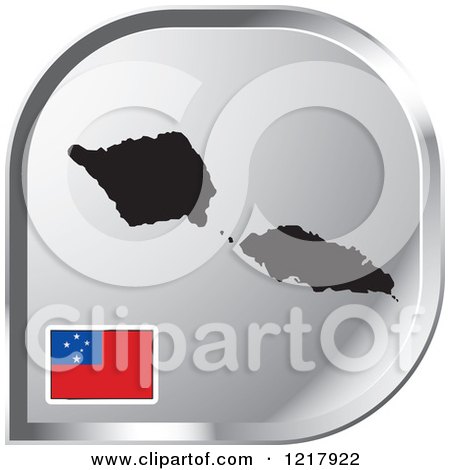 Clipart of a Silver Samoa Map and Flag Icon - Royalty Free Vector Illustration by Lal Perera