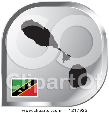 Clipart of a Silver Saint Kitts and Nevis Map and Flag Icon - Royalty Free Vector Illustration by Lal Perera