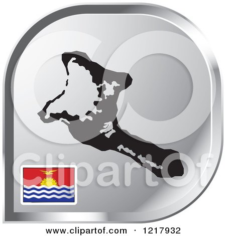 Clipart of a Silver Kiritimati Map and Flag Icon - Royalty Free Vector Illustration by Lal Perera