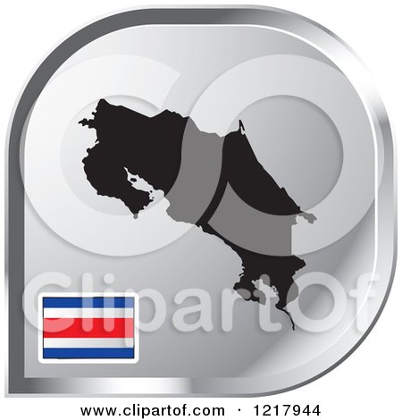 Clipart of a Silver Costa Rica Map and Flag Icon - Royalty Free Vector Illustration by Lal Perera
