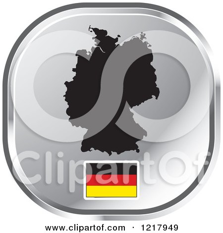 Clipart of a Silver Germany Map and Flag Icon - Royalty Free Vector Illustration by Lal Perera