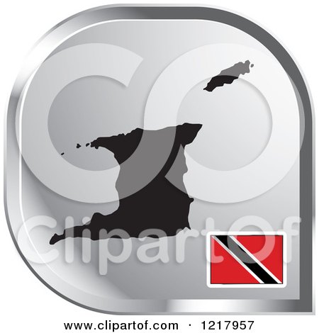 Clipart of a Silver Trinidad Map and Flag Icon - Royalty Free Vector Illustration by Lal Perera