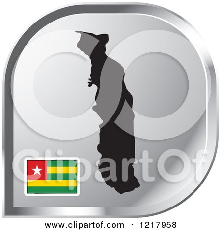 Clipart of a Silver Togo Map and Flag Icon - Royalty Free Vector Illustration by Lal Perera
