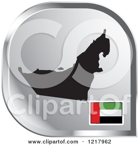 Clipart of a Silver UAE Map and Flag Icon - Royalty Free Vector Illustration by Lal Perera