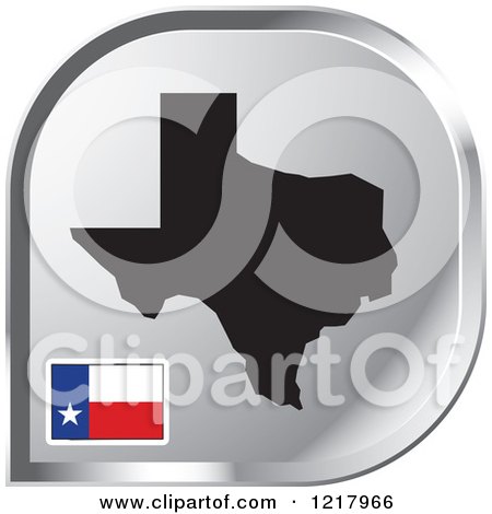 Clipart of a Silver Texas Map and Flag Icon - Royalty Free Vector Illustration by Lal Perera