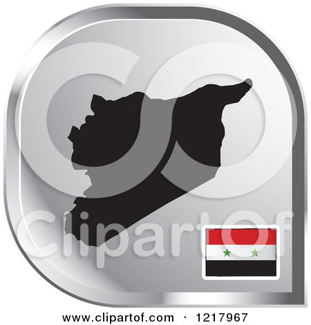Clipart of a Silver Syria Map and Flag Icon - Royalty Free Vector Illustration by Lal Perera