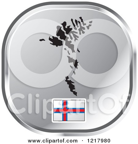 Clipart of a Silver Faroe Island Map and Flag Icon - Royalty Free Vector Illustration by Lal Perera