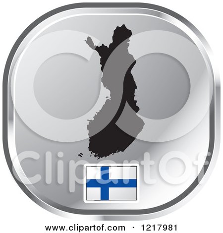 Clipart of a Silver Finland Map and Flag Icon - Royalty Free Vector Illustration by Lal Perera