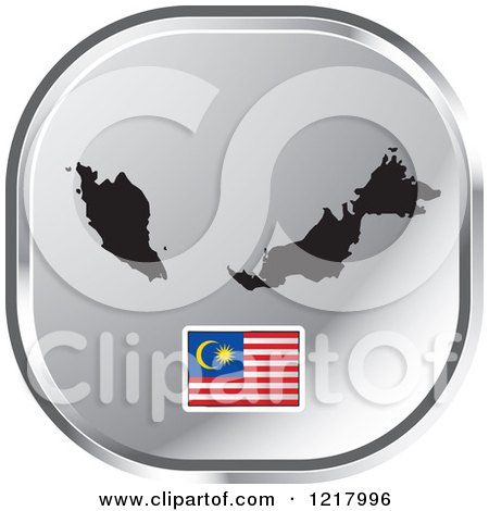Clipart of a Silver Malaysia Map and Flag Icon - Royalty Free Vector Illustration by Lal Perera