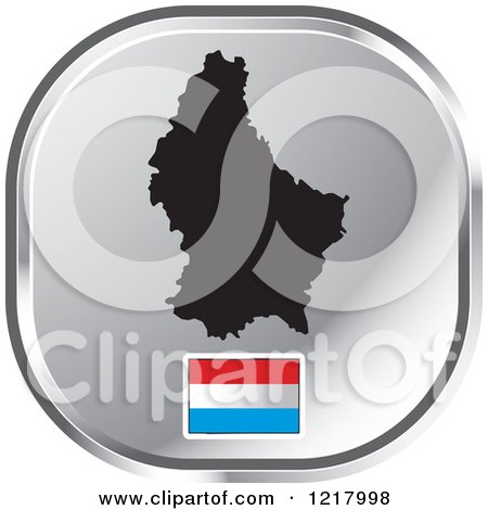 Clipart of a Silver Luxembourg Map and Flag Icon - Royalty Free Vector Illustration by Lal Perera