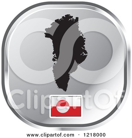 Clipart of a Silver Greenland Map and Flag Icon - Royalty Free Vector Illustration by Lal Perera